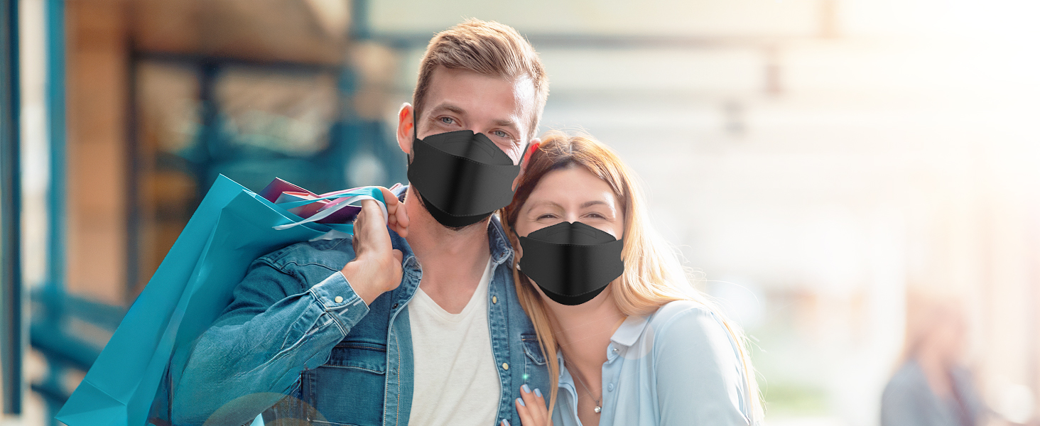 LEVENIS KN95 Face Masks 50 Pack, Breathable Comfortable and Disposable KN95 Mask, Black