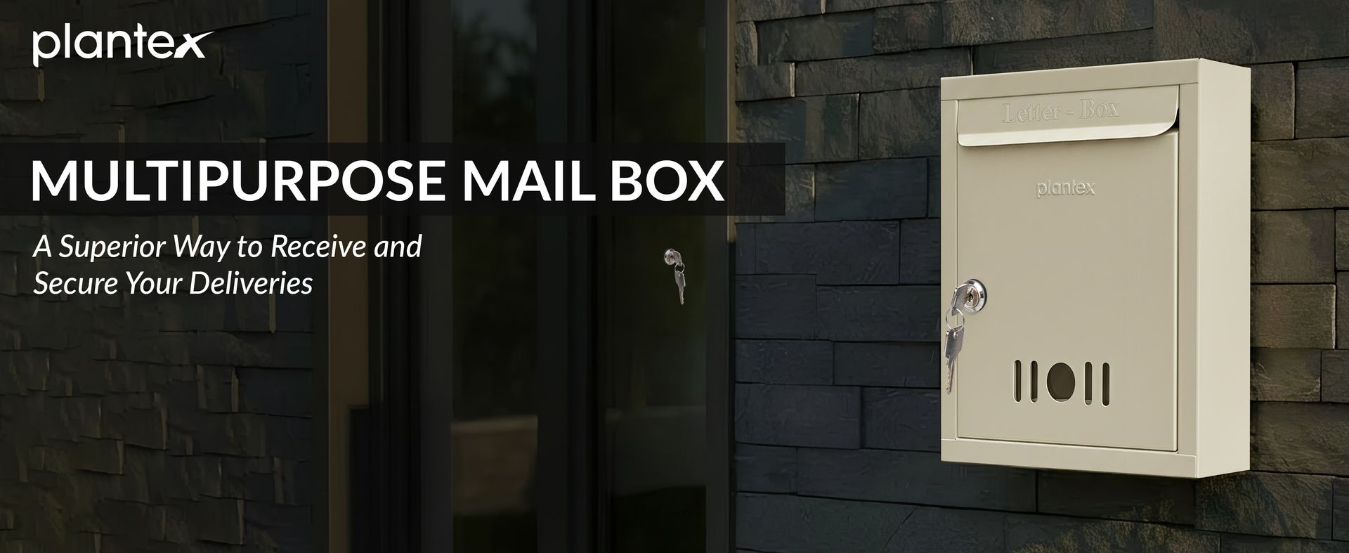 Plantex Letter Box/GI Steel Mail Box/Donation Box with Lock and Keys/Letter Box for Home Gate/Suggestion Box for Office/School/Complaint Box/ (Ivory) - Wall Mount
