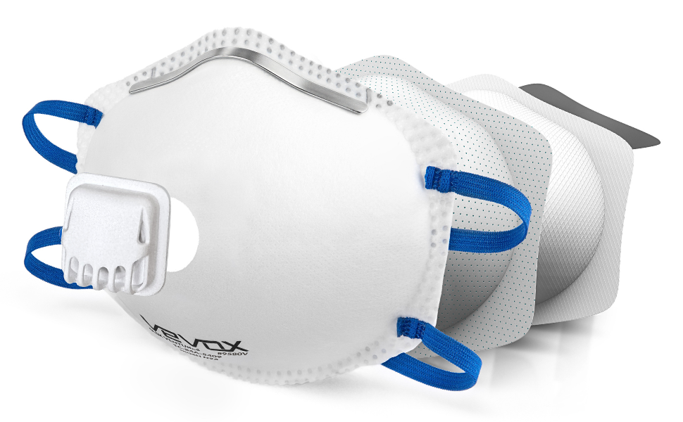 VEVOX™️ N95 Mask – NIOSH Approved – 10 or 20 Pack – Valved Particulate Respirator – Comfort-Plus Seal – Dust Mask for Adults
