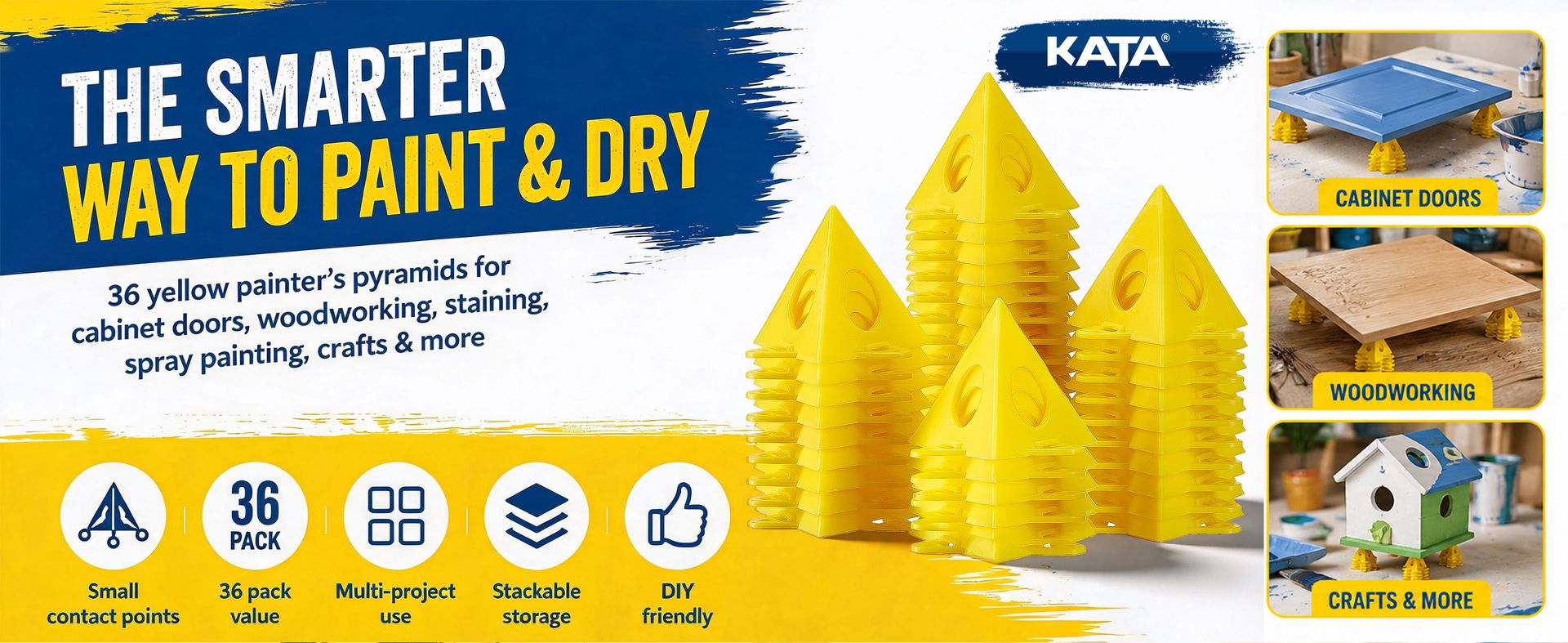 KATA 36PCS Painter's Pyramids, Paint Stands for Cabinet Doors & Woodworking