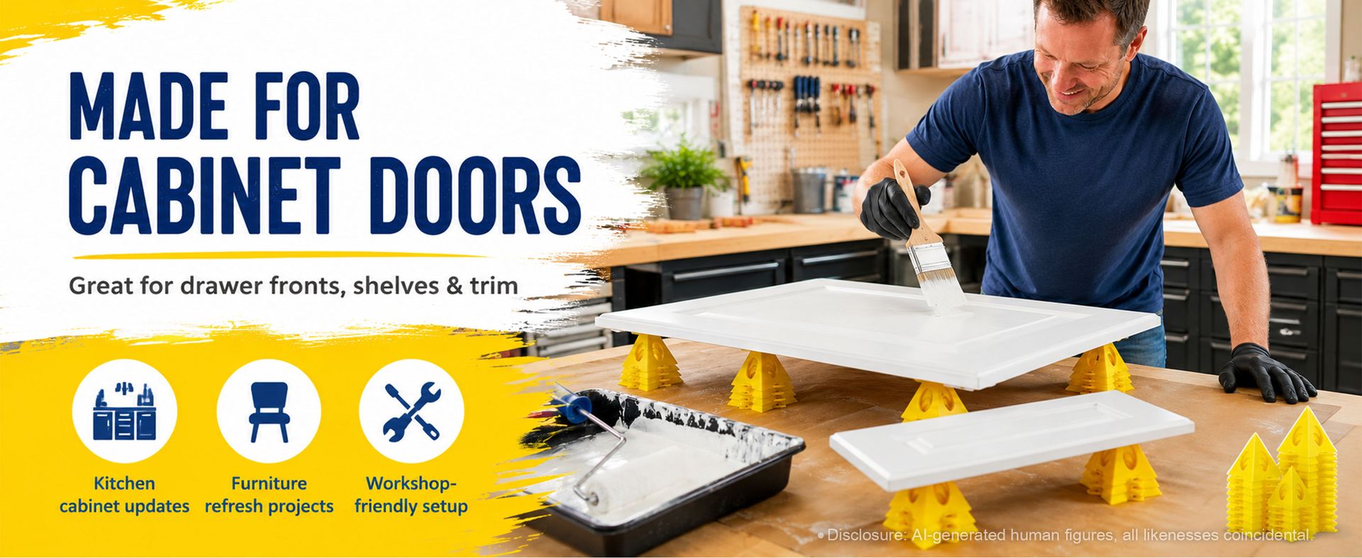 KATA 36PCS Painter's Pyramids, Paint Stands for Cabinet Doors & Woodworking