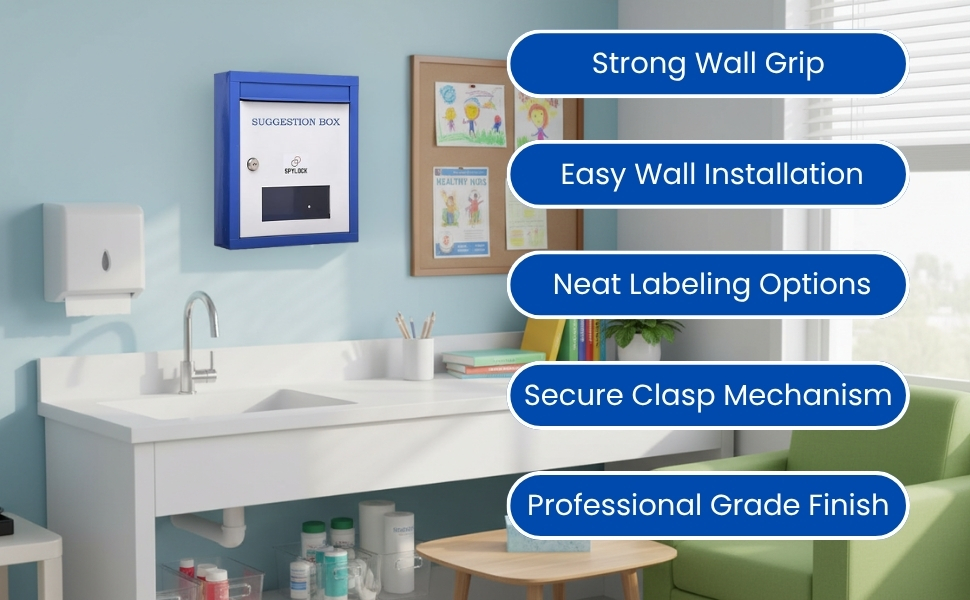Raj Rajeshwari High GradeHeavy Metal Suggestion Box/Mail Box/Compaint Box/Donation Box/Wall Mountable with Two Key Lock Or Table Surface Box (Blue)