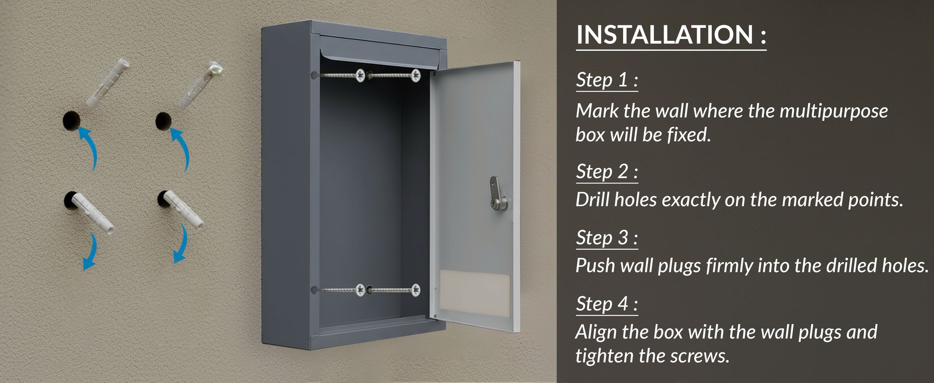 Plantex All in one Multipurpose with Big Size Letter Box for Home/Post Box/Suggestion Box/Complaint Box/Donation Box with Lock Table Top or Wall Mount - (Grey)