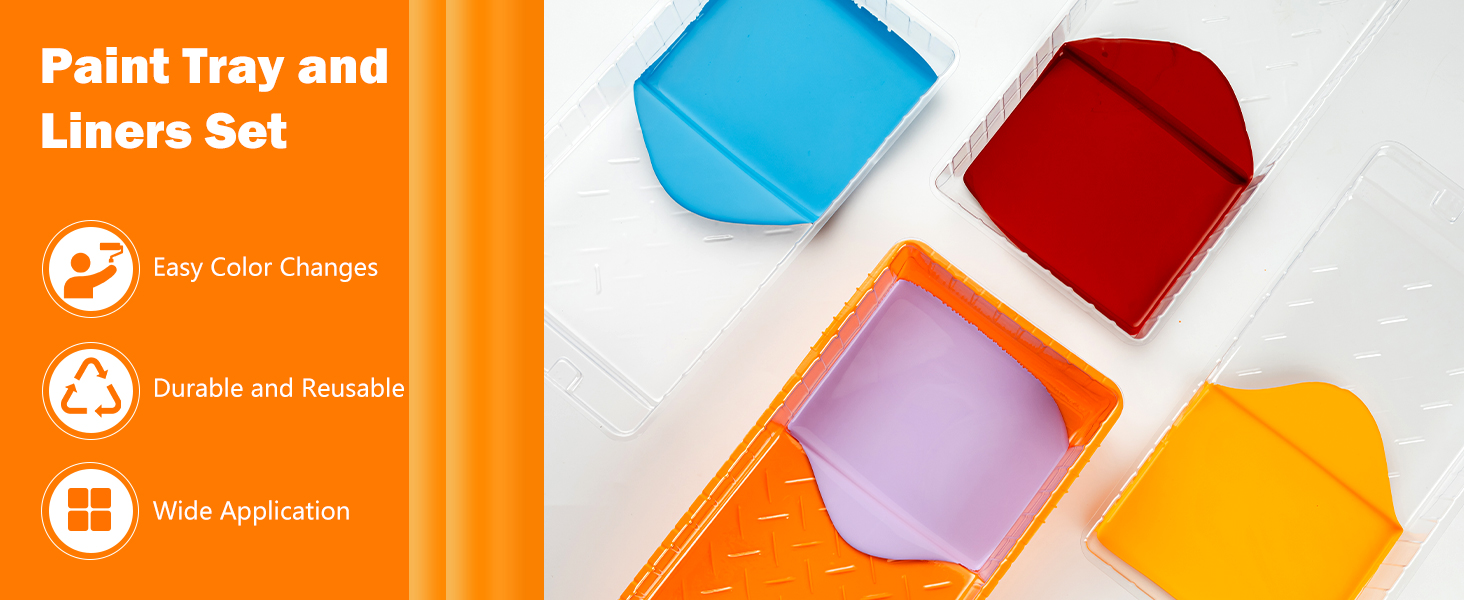 Mister Rui 4 Inch Paint Tray and Liners, Small Paint Pan with Liners