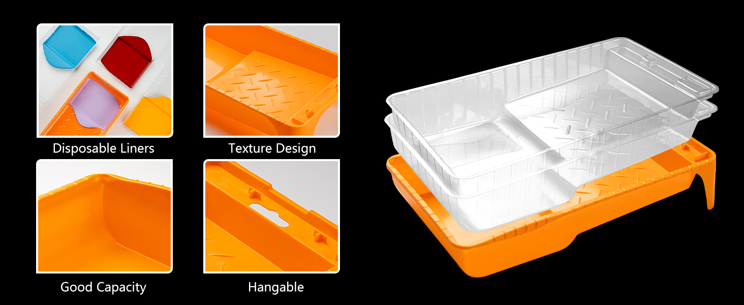 Mister Rui 4 Inch Paint Tray and Liners, Small Paint Pan with Liners