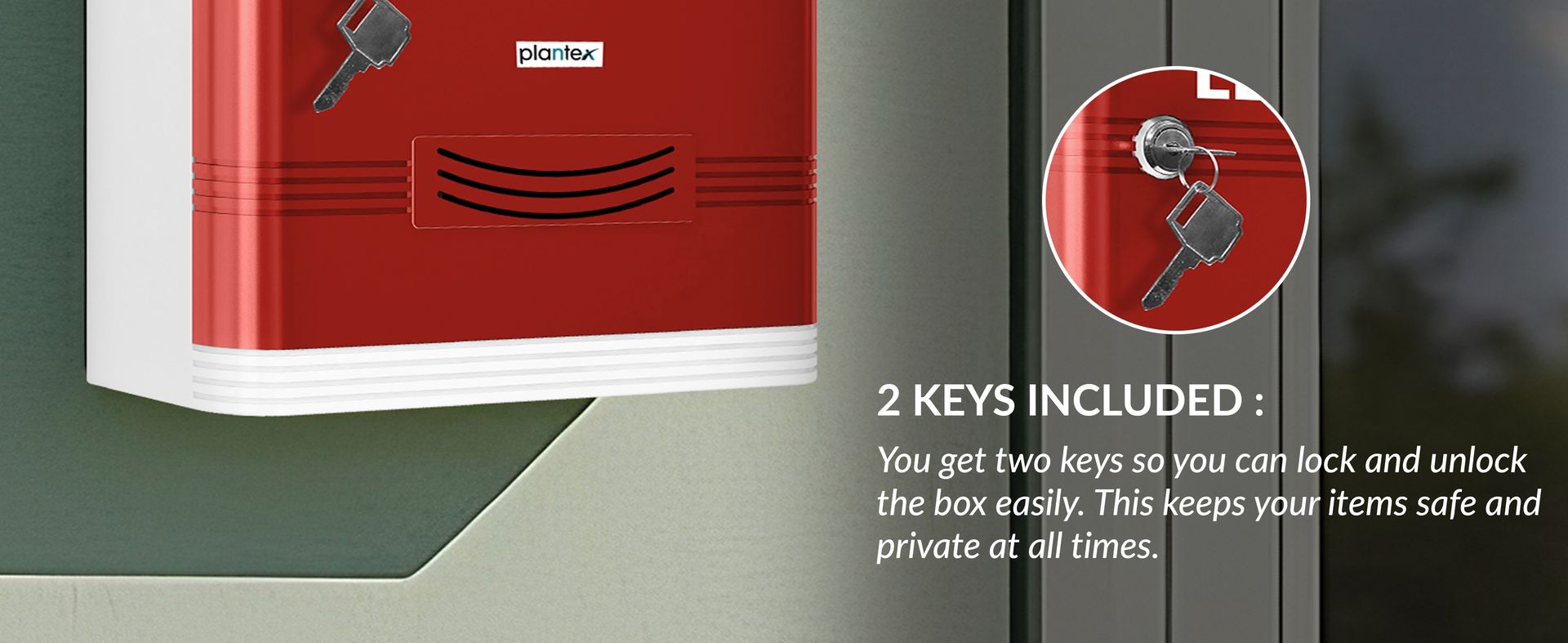 Plantex Suggestion Box/Durable Plastic Letter Box/Mail Box for Home gate with Key Lock/Complaint Box for Hotel/School/Office - (Red & White), Wall Mounted