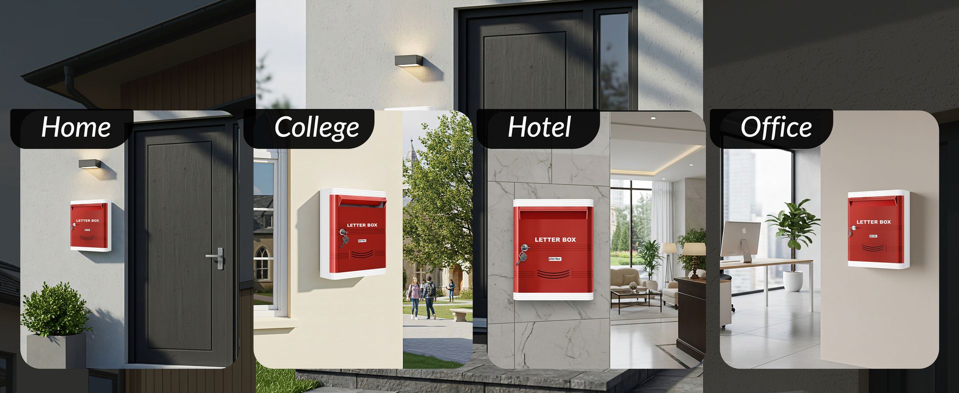 Plantex Suggestion Box/Durable Plastic Letter Box/Mail Box for Home gate with Key Lock/Complaint Box for Hotel/School/Office - (Red & White), Wall Mounted