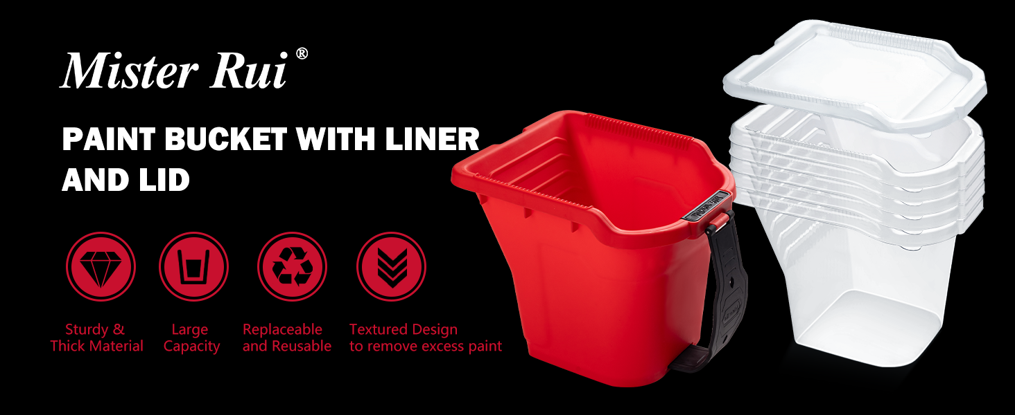 Mister Rui 4 Inch Paint Bucket Set with Liners and Lid, 7 Pack