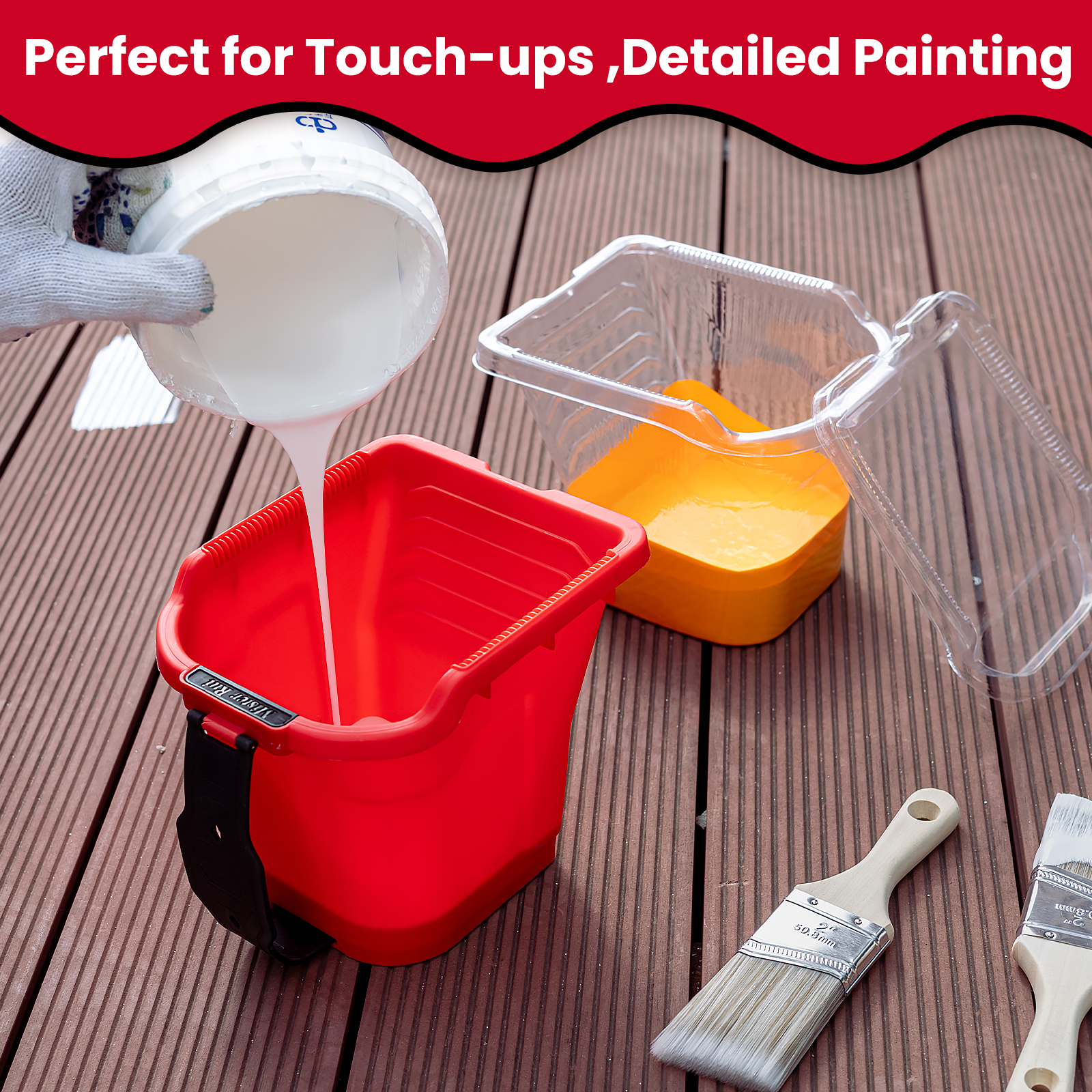 Mister Rui 4 Inch Paint Bucket Set with Liners and Lid, 7 Pack