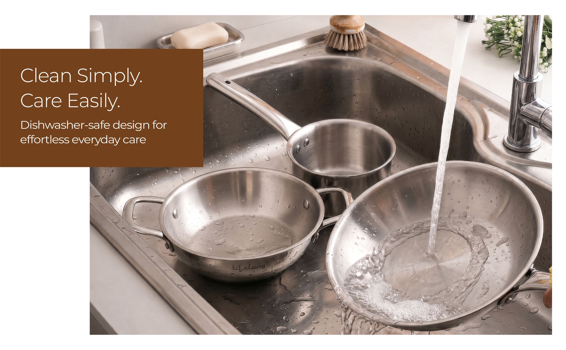 Lifelong Triply 3-piece cookware Set | Kadai, Frypan & Saucepan for Cooking | Stainless Steel 22 cm Kadai & Fry Pan 22 cm | 14 cm Sauce Pan | Induction Bottom & Gas Stove Cookware (LLTP3PCS)