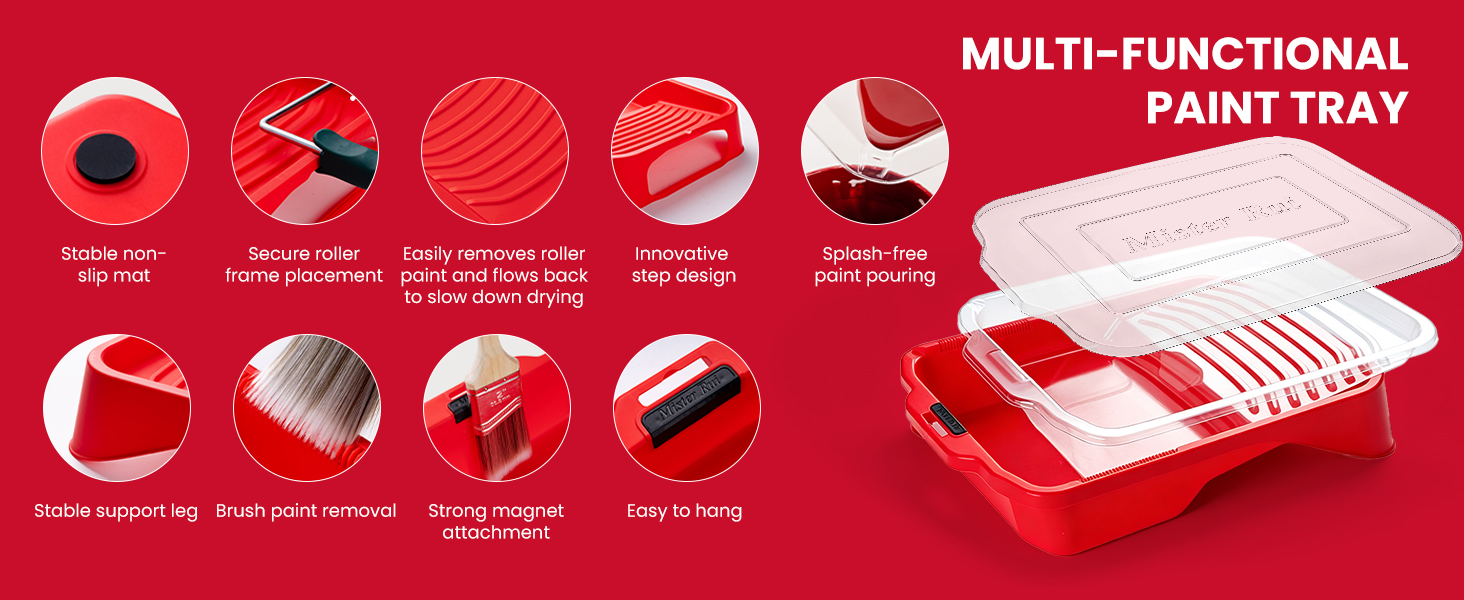 Mister Rui 18 Pack 9 Inch Paint Tray with 15 Liners & 2 Covers