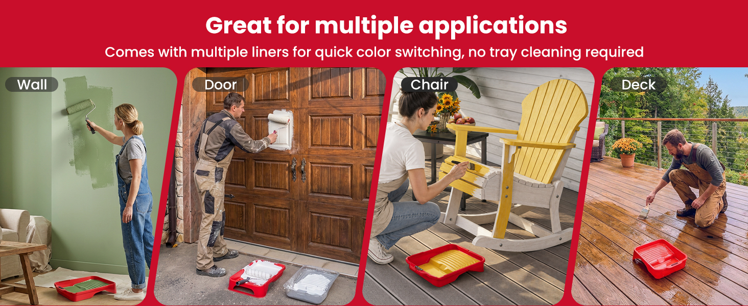 Mister Rui 18 Pack 9 Inch Paint Tray with 15 Liners & 2 Covers