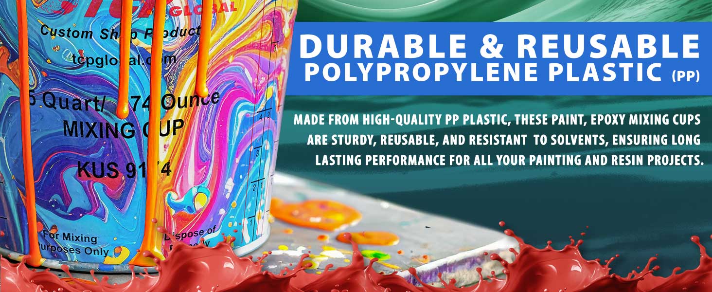 Custom Shop Paint Mixing Cups, 5-Quart, 48 Pack, Plastic Measuring Cups