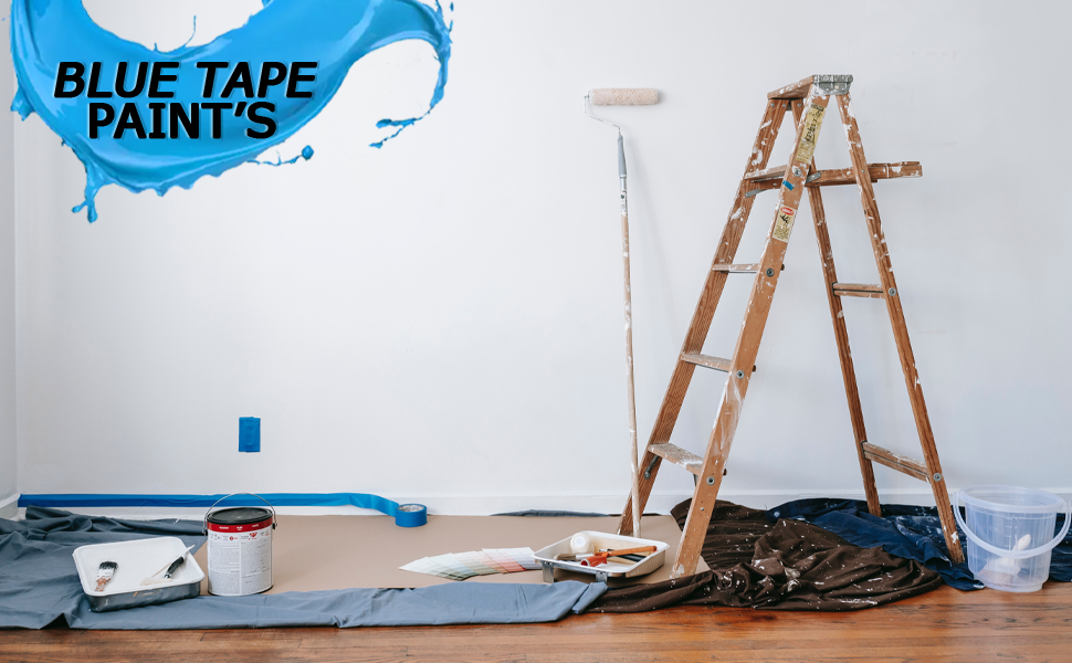 4 Rolls Premium Painters Tape, Blue Tape, Masking Tape, Paint Tape for Multi-Purpose, Painting, Painter's, DIY Crafts Arts (88yd =0.94IN*22yd*4) Decoration Labeling No Residue, Easy Removal