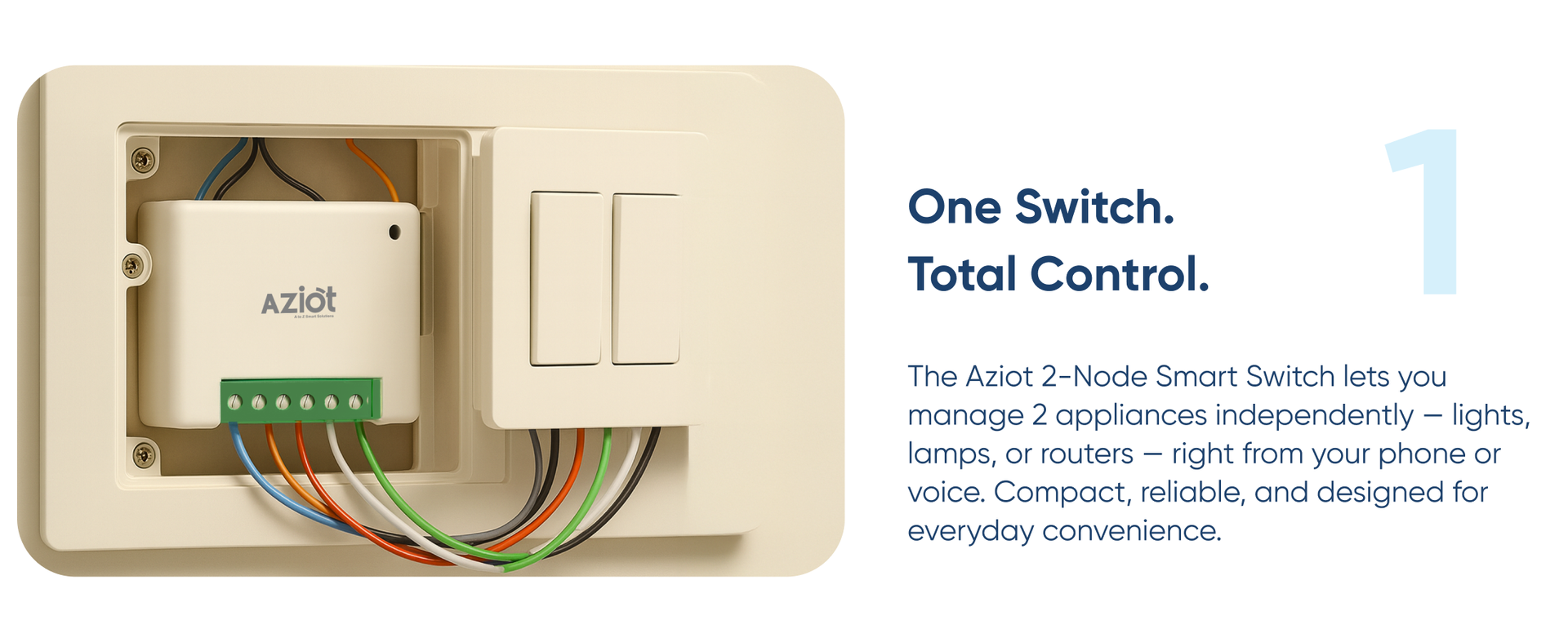 AZIOT 2 Node Smart Switch - WiFi/Bluetooth Communication - Made in India - Timer Function - Works with Home and Alexa… (2 Node)
