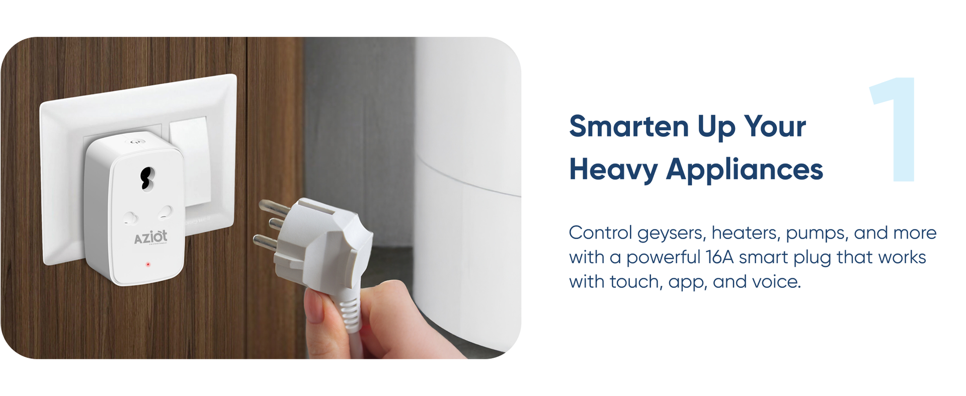 AZIOT 16A Smart Plug with Energy Monitoring, WiFi & Bluetooth, Suitable for Large Appliances like Geysers, Microwave Ovens, Air Conditioners. Works with Alexa & Home