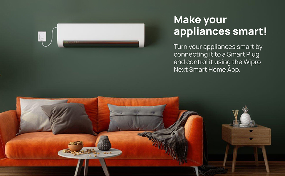 Wipro 10A smart plug with Energy monitoring- Suitable for small appliances like TVs, Electric Kettle, Mobile and Laptop Chargers (Works with Alexa and Assistant)