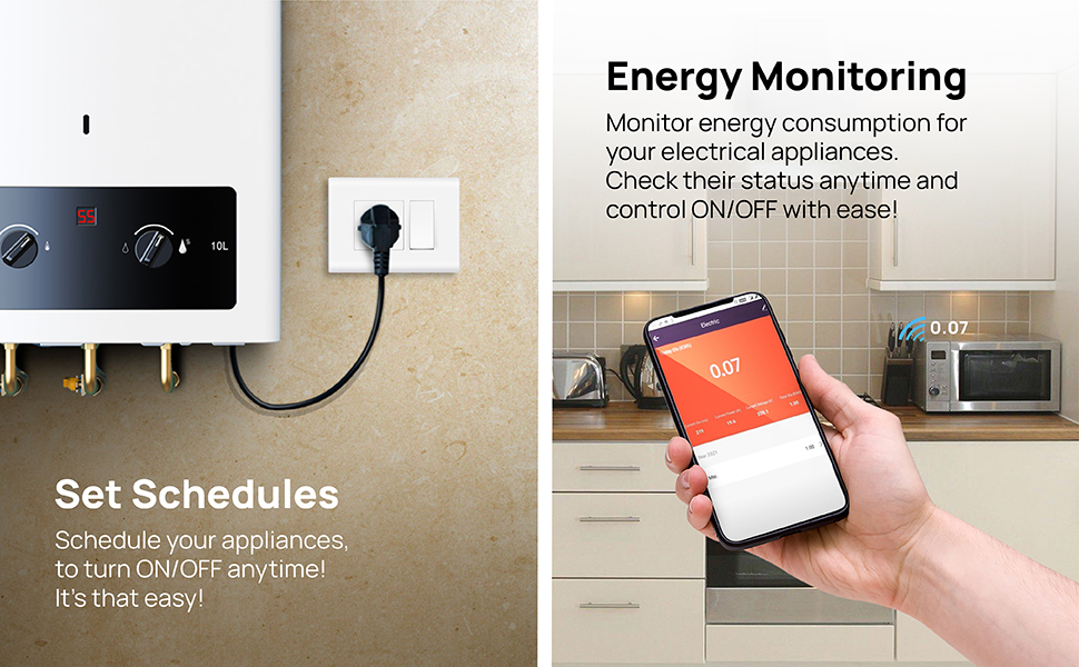 Wipro 10A smart plug with Energy monitoring- Suitable for small appliances like TVs, Electric Kettle, Mobile and Laptop Chargers (Works with Alexa and Assistant)