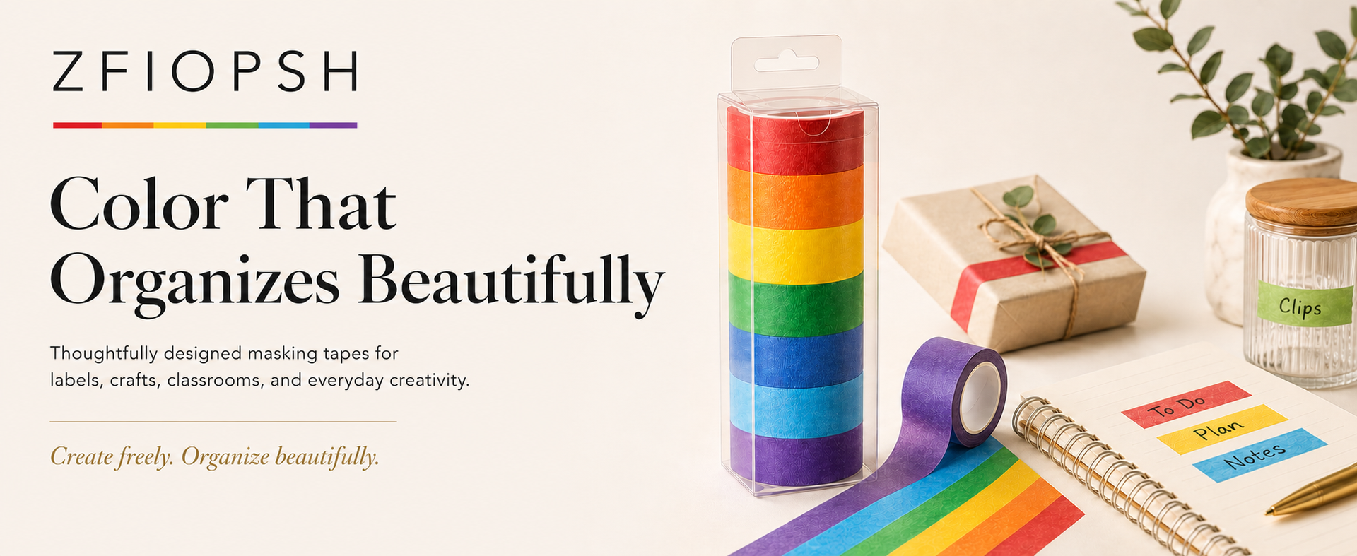 Colored Masking Tape 1 Inch, 7 Rolls, Colorful Tape for Crafts.