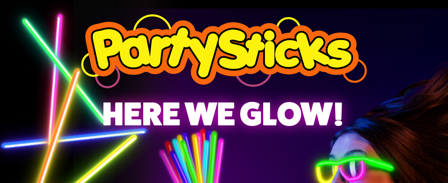 PartySticks Glow Sticks Party Supplies 100pk - 8 Inch Glow in the Dark Light Up Sticks Party Favors, Glow Party Decorations, Neon Party Glow Necklaces and Glow Bracelets with Connectors