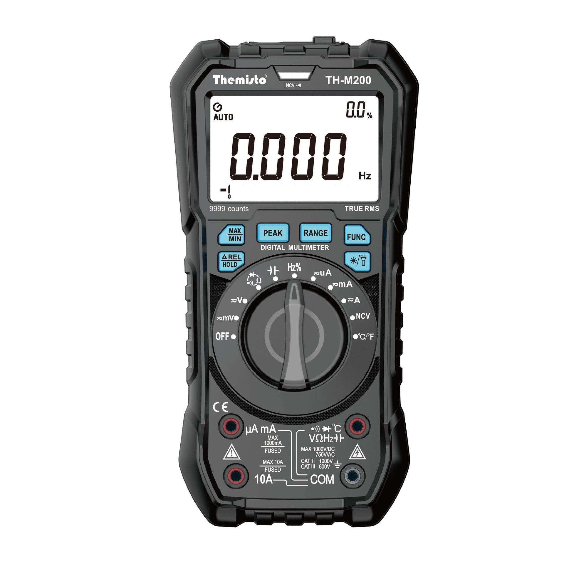 Themisto TH-M200 AC/DC Current, True RMS Digital Multimeter | 9999 Counts |10A | Black