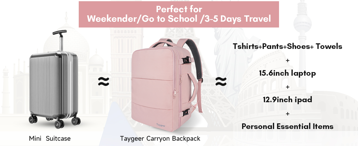 Taygeer Travel Backpack for Women, TSA Carry On Backpack Flight Approved