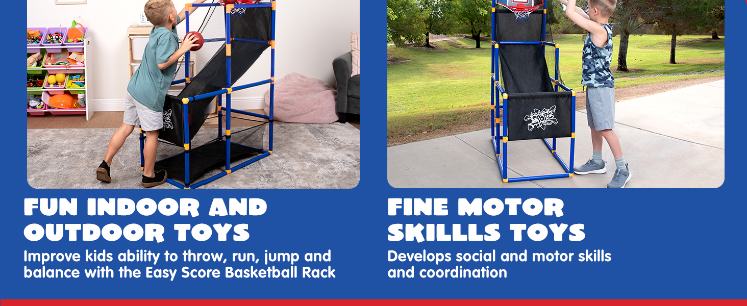 JOYIN Arcade Basketball Game Set with 4 Balls and Hoop for Kids 3+ Years Old Indoor Outdoor Sport Play - Easy Set Up - Air Pump Included - Ideal for Competition