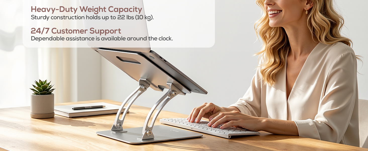 Nulaxy Ergonomic Adjustable Laptop Stand for Desk, Dual Foldable Computer Riser with Advanced Heat-Vent, Heavy-Duty Portable Notebook Holder for Posture Correction, Compatible with Mac 10-16" Laptops