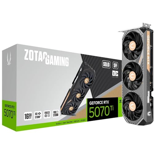 ZOTAC Gaming GeForce RTX 5070 Ti Solid SFF OC Graphics Card - Black | 16 GB | GDDR7 | Advanced Cooling | Triple Fan | White LED | ZT-B50710J3-10P | Only Graphics Card with 5 Year Warranty