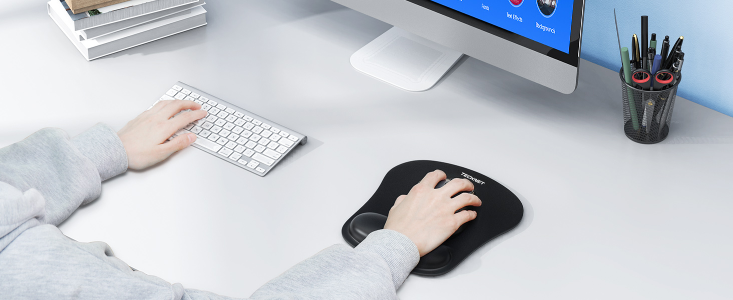 TECKNET Ergonomic Mouse Pad with Wrist Support Black