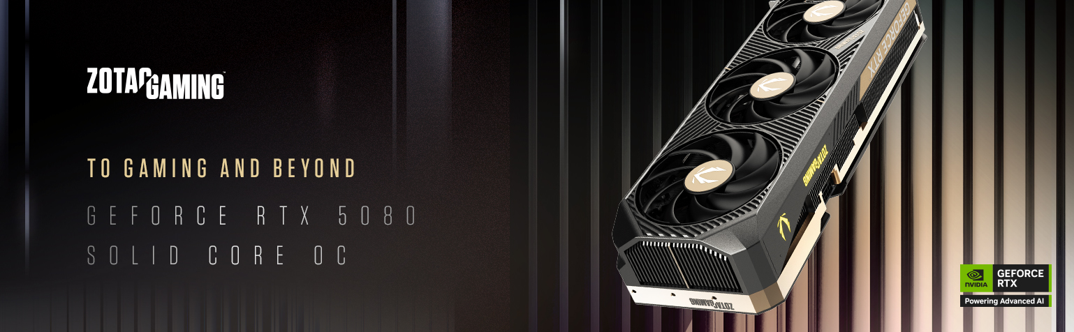 ZOTAC Gaming GeForce RTX 5080 Solid CORE OC Graphics Card - Black | 16 GB | DLSS 4 | GDDR7 | Advanced Cooling | Triple Fan | RGB Lighting | ZT-B50800J2-10P | Only Graphics Card with 5 Year Warranty