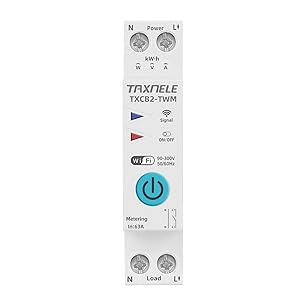 TUYA WIFI Smart Circuit Breaker Power Measurement Power Meter KWh 1P 230V 63A Voltmeter Ammeter DIN Rail Smart Life Wireless Remote Control Timer Switch Voice Control (20A)- HIVAGI