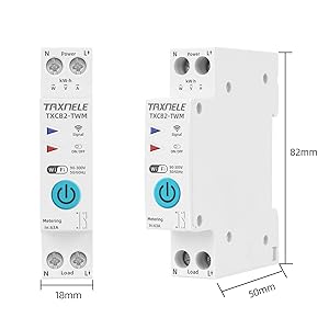 TUYA WIFI Smart Circuit Breaker Power Measurement Power Meter KWh 1P 230V 63A Voltmeter Ammeter DIN Rail Smart Life Wireless Remote Control Timer Switch Voice Control (20A)- HIVAGI
