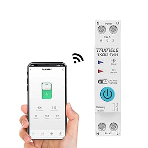 TUYA WIFI Smart Circuit Breaker Power Measurement Power Meter KWh 1P 230V 63A Voltmeter Ammeter DIN Rail Smart Life Wireless Remote Control Timer Switch Voice Control (20A)- HIVAGI