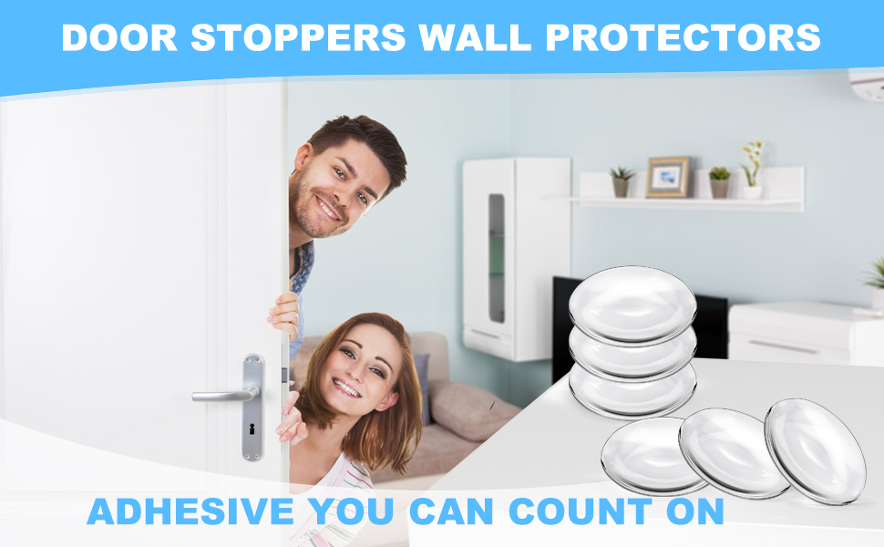 VIVNITS Silicone Clear Rubber Door Bumper Stopers Wall Protectors for Furniture, 6Piece Pack Self Adhesive Door Handle Knob Wall Shield Bumper Guard for Wall - Transparent (6 PCS)