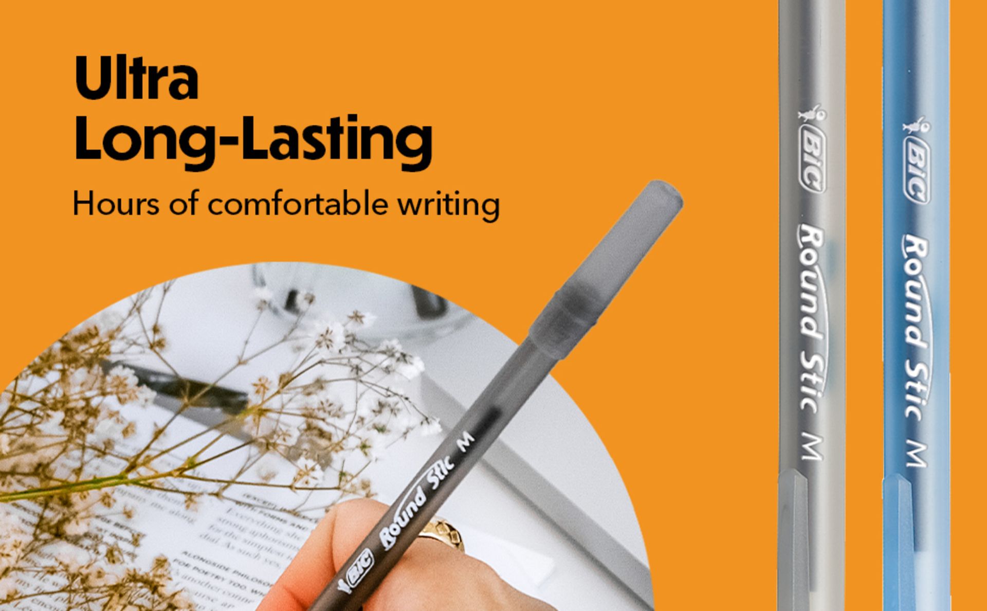 BIC Round Stic Xtra Life Ballpoint Pen, Ultra Long Lasting and Consistent Ink Flow, 60-Count in Black Ink