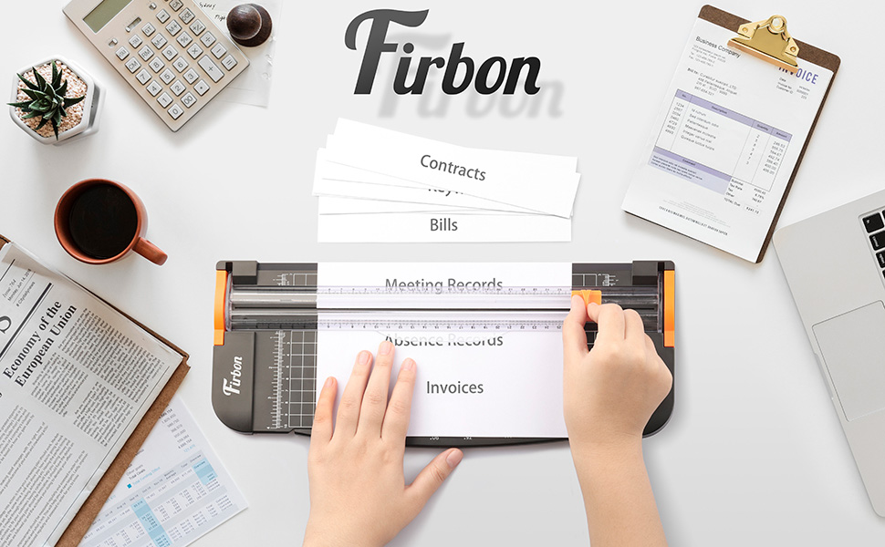 Firbon A4 Paper Cutter, 12 Inch Paper Trimmer with Extened Ruler, Black