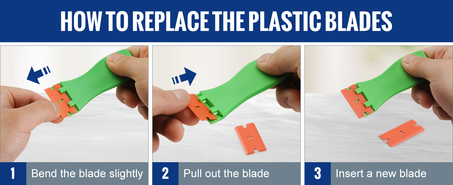 WORKPRO Plastic Razor Blade Scraper Kit, 3 Scrapers with 120 Blades