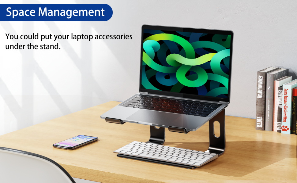 BESIGN LS03 Aluminum Laptop Stand, Ergonomic Detachable Computer Stand, Notebook Riser, Laptop Mount Compatible with Air, Pro, Dell, HP, Lenovo More 10-15.6" Laptops, Black