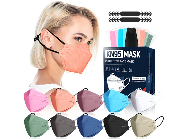 FENFEN KN95 Face Masks Disposable Adults - 50 Pack 5 Layer Protection Dust Breathable Comfortable Respirator Women KN95 Mask Individually Wrapped