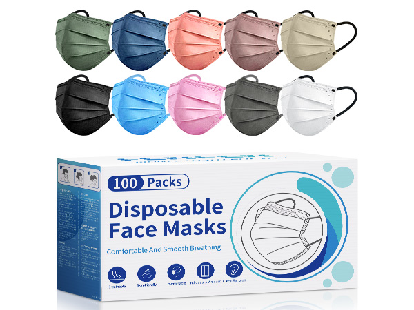 FENFEN KN95 Face Masks Disposable Adults - 50 Pack 5 Layer Protection Dust Breathable Comfortable Respirator Women KN95 Mask Individually Wrapped