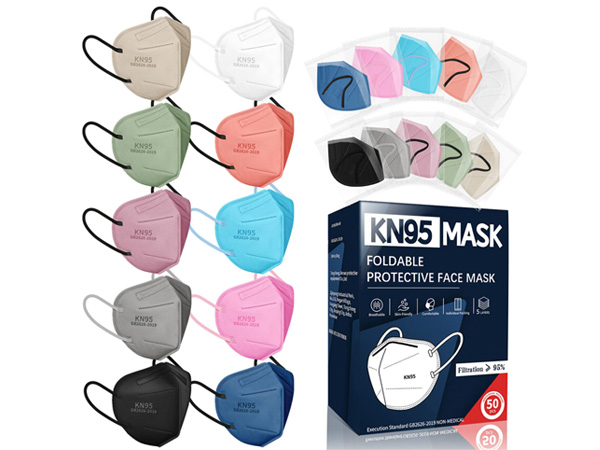 FENFEN KN95 Face Masks Disposable Adults - 50 Pack 5 Layer Protection Dust Breathable Comfortable Respirator Women KN95 Mask Individually Wrapped