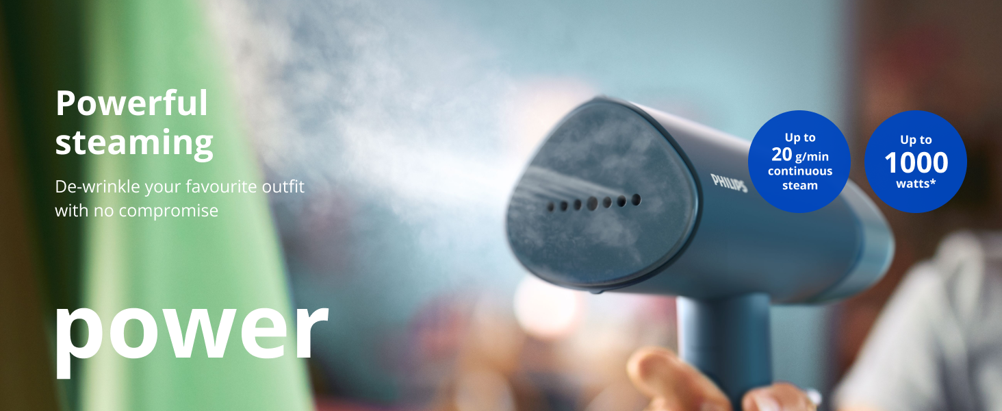 PHILIPS Handheld Garment Steamer STH3000/20, Reno Blue