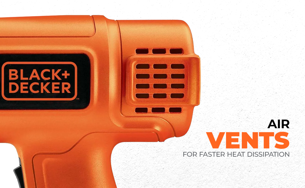 BLACK+DECKER KX1800-B1, 1800 W, Dual Temperature High Speed Corded Heat Gun for Removing & Drying Paint Coats, Remelting Adhesives & Shrink Wrapping, 3 Metre Cable, Orange & Black