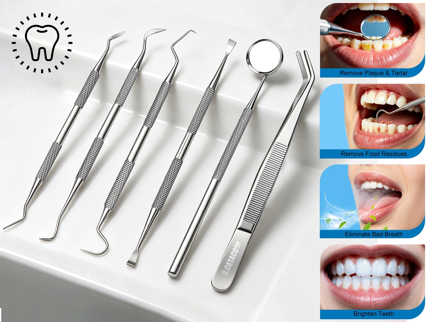 G.CATACC Dental Pick Tools, Plaque Tartar Remover for Teeth Cleaning Kit