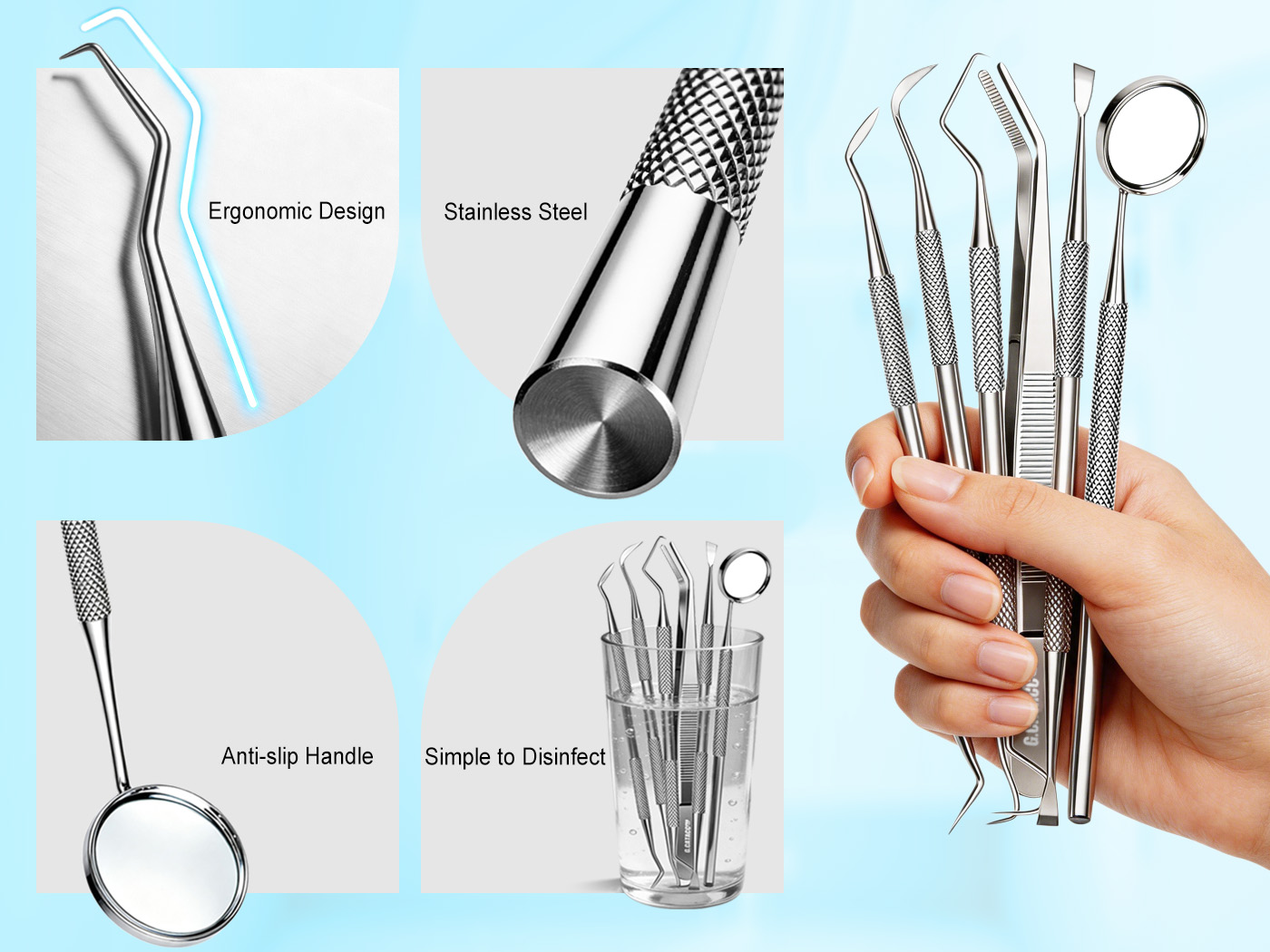G.CATACC Dental Pick Tools, Plaque Tartar Remover for Teeth Cleaning Kit