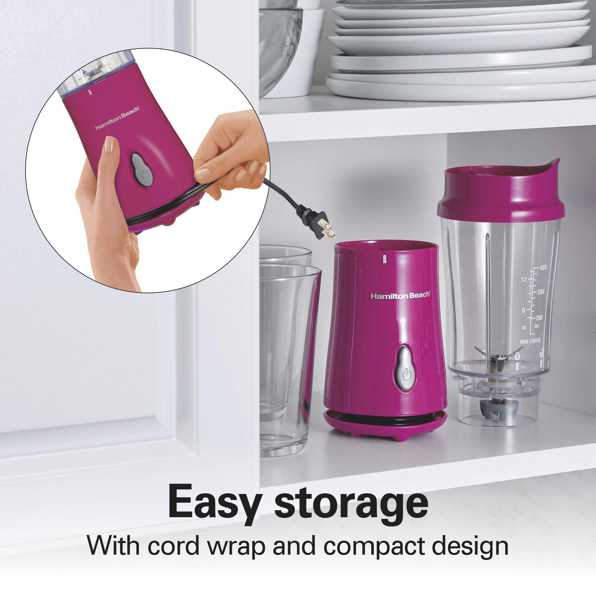 Hamilton Beach Portable Blender for Smoothies With 14 oz. Travel Jar