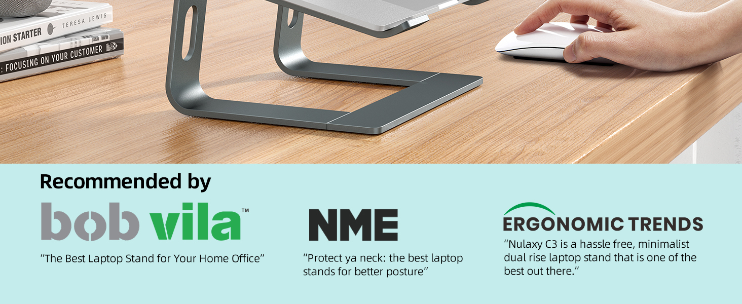 Nulaxy Full Aluminum Laptop Stand, Stable Support to 22 lbs, Open Cooling
