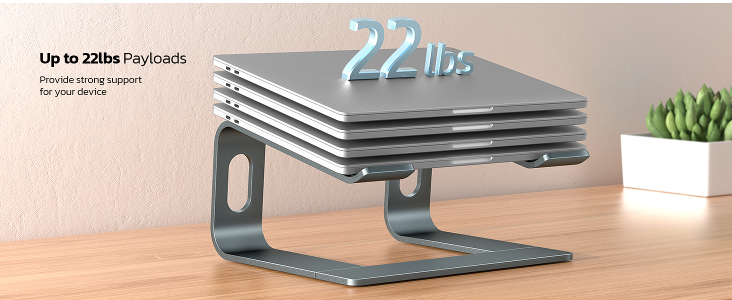 Nulaxy Full Aluminum Laptop Stand, Stable Support to 22 lbs, Open Cooling