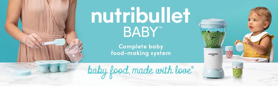 NutriBullet NBY-50100 Baby Complete Food-Making System, 32-Oz, White, Blue, Clear